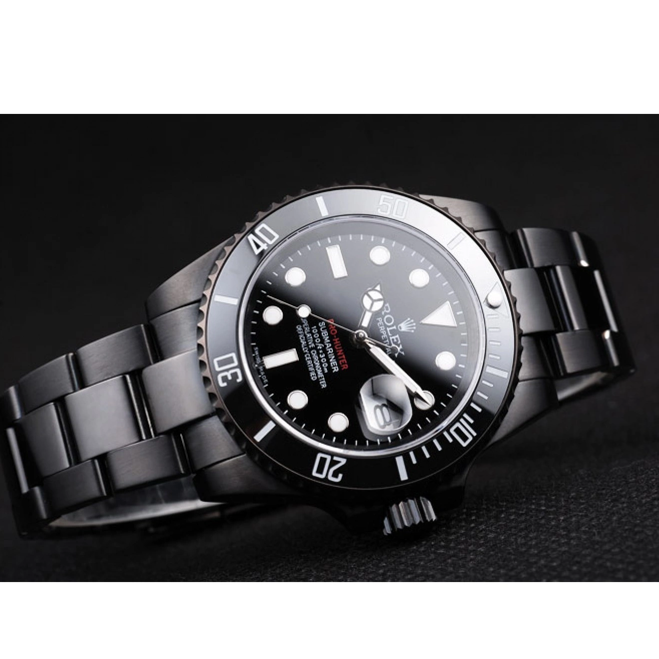 MiroTime 0726 Rolex Swiss Submariner Pro-Hunter Black Steel Strap Black Dial